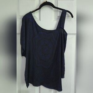 Dark Blue A'GACI Floral Patterned Women's Top